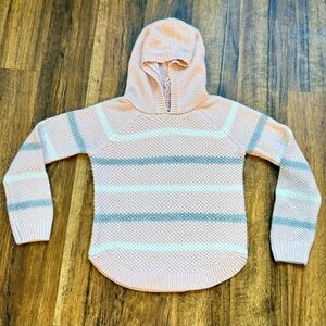 Cloud Chaser Pink and Gray Striped Hoodie Sweater